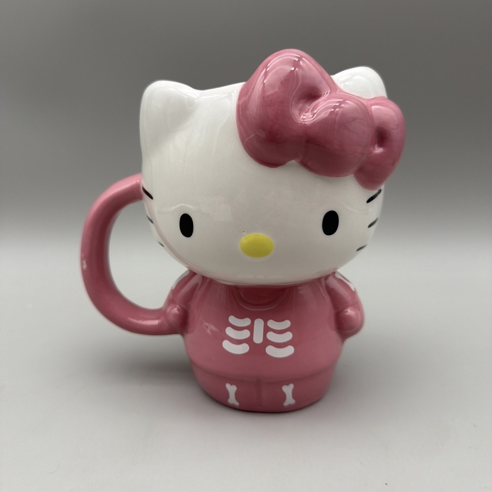 2024 Sanrio Hello Kitty Halloween Pink Bow Skeleton 20oz Sculpted Full Body Mug